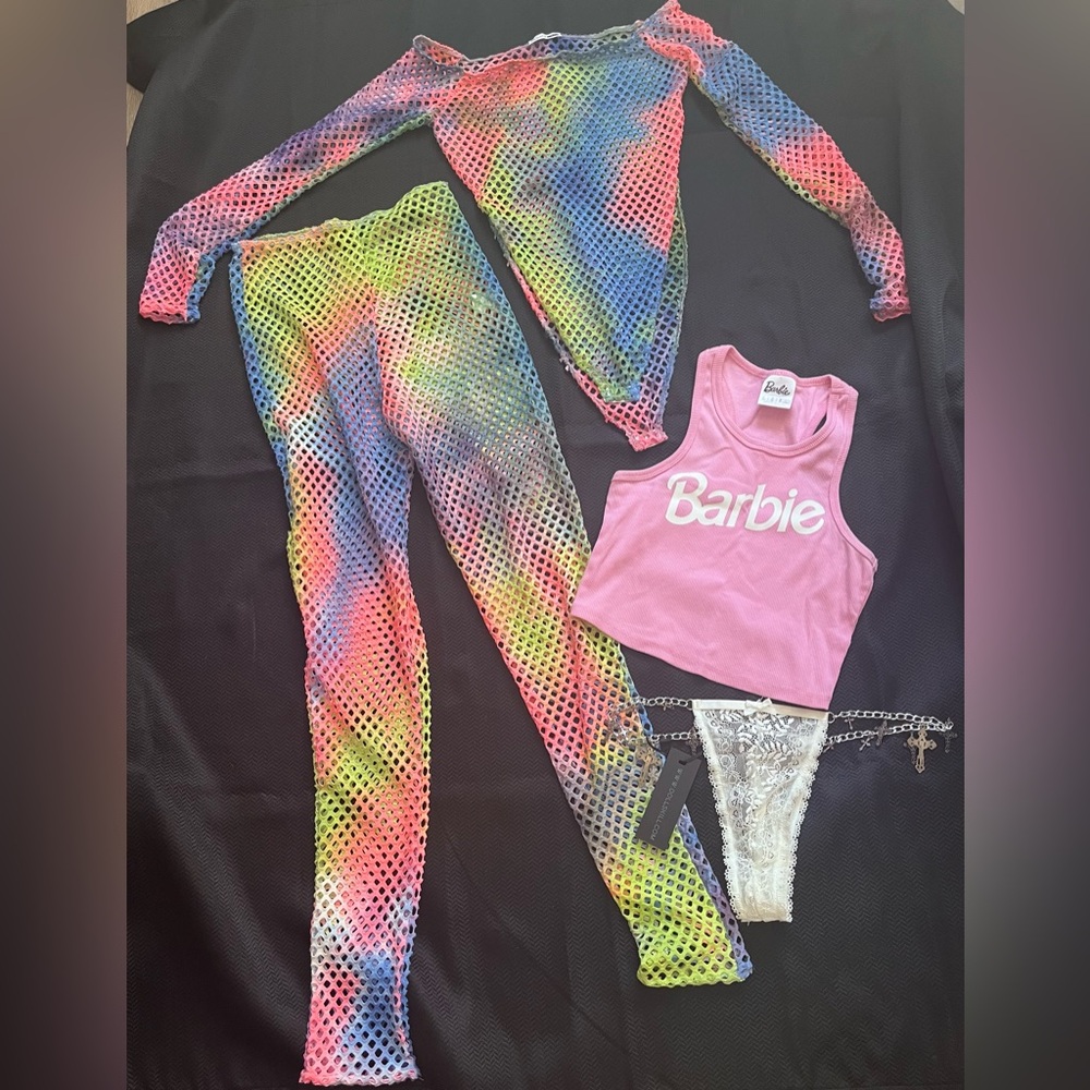 *3(Some) Mesh Tye Dye Lingerie, Panties   And Barbie